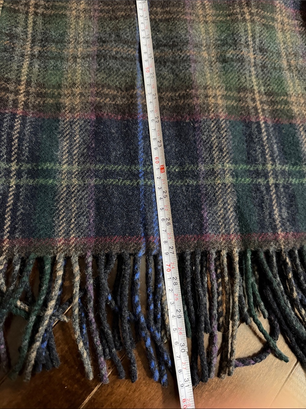 Polo by Ralph Lauren Plaid Multi Wool Blend Fringe Skirt in Navy and Brown - Picture 5 of 5